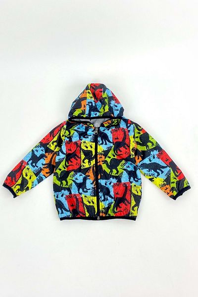 Mnk Colorful Dinosaur Hooded Raincoat Men's Blue