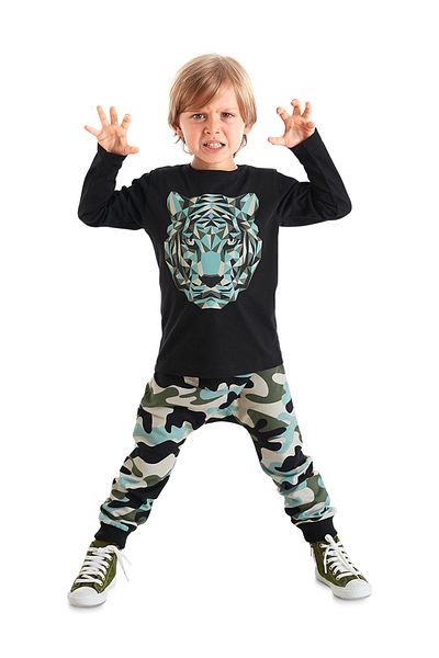 MSHB&G Set aus langärmligem T-Shirt und Hose mit Camouflage-Tiger-Muster für Jungen