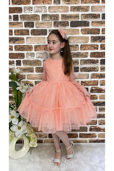 Mnk Girl's Lace Buckle Dress 0306 - Salmon Princess Katkat