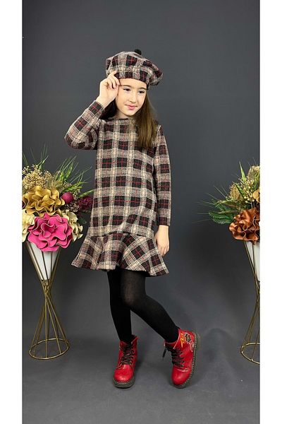 Mnk Baby&Kids Winter Black Long Sleeve Girl's Dress with Hat - Mnk0412