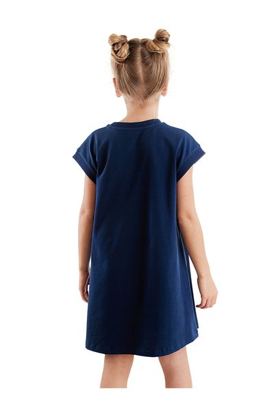 Denokids Mädchen Kleid Einhorn Mädchen Kinder Freizeitkleid Marineblau