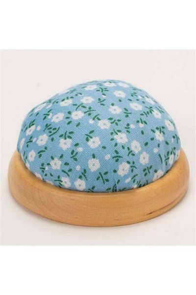Kartopu Blue Floral Pin Holder with Wooden Base