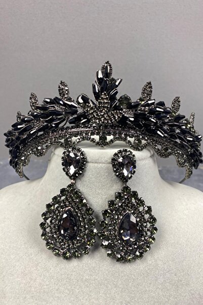 Limelia Set de coroană și cercei de mireasă cu mărgele de cristal Lena