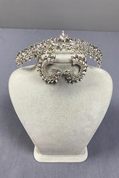 Limelia Vera Gelin Λεπτά κομψά ασημένια σκουλαρίκια με κορώνα και σταγόνα