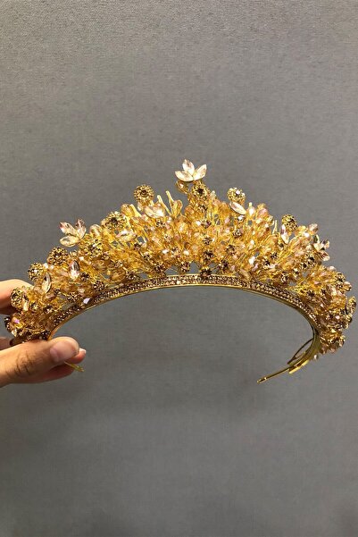 Limelia Coroana și cerceii de henna de mireasă model Regulus, culoare miere