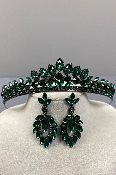 Limelia Green Leyn Bridal Henna - Σκουλαρίκια με κορώνα και πέτρα