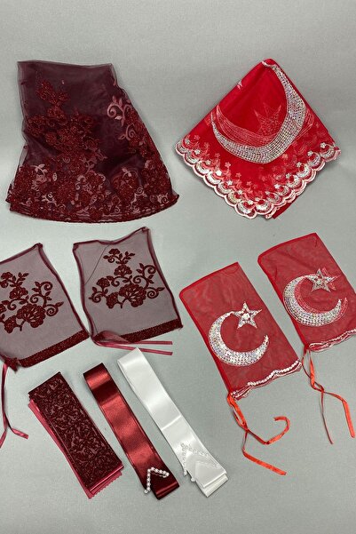 Limelia Batic de mireasă cu sclipici și batic de mire cu stea și lună, pangli...