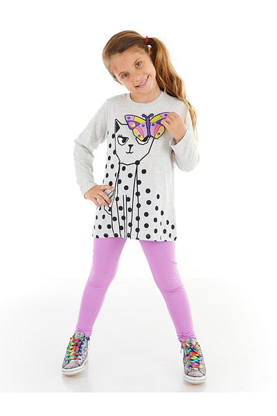 MSHB&G Butterfly&Cat Girl's T-shirt Harisnya szett
