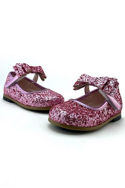 Mnk Gray Glitter Ankle Strap Girls Shoes Pink