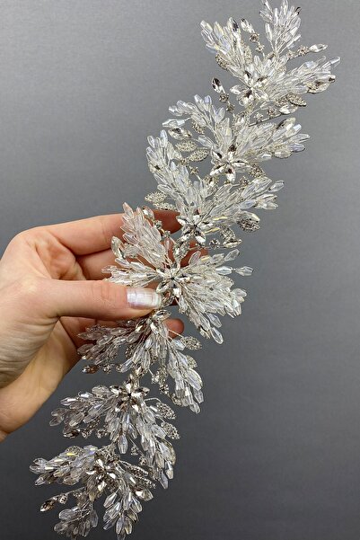 Limelia Accesoriu pentru păr, coroană de mireasă cu mărgele Arden argintii