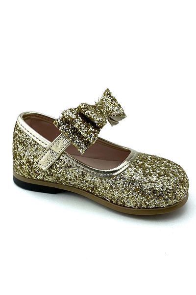 Mnk Gray Glittery Ankle Strap Girls' Shoes Yellow