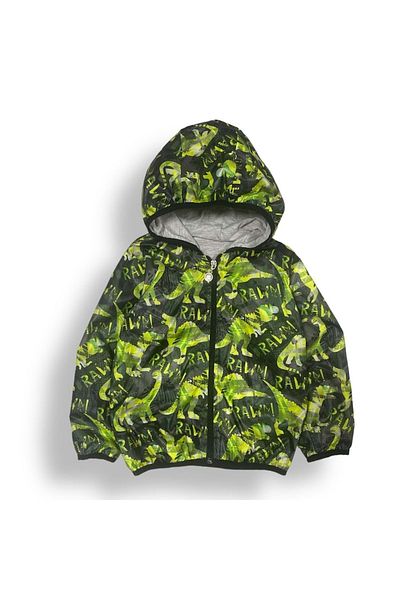 Mnk Colorful Dinosaur Hooded Raincoat Men's Green