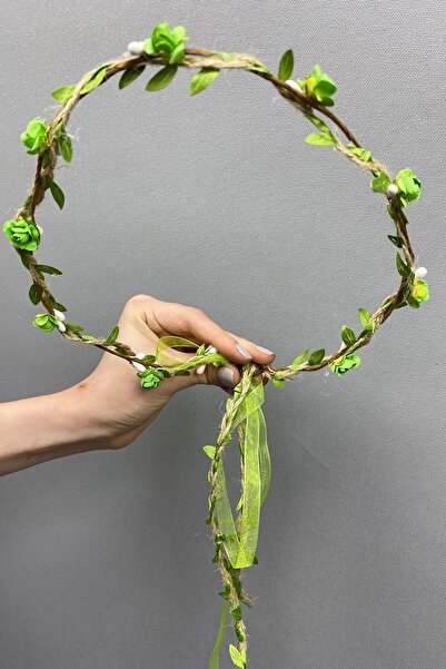 Limelia Πράσινο χάρτινο τιάρα παράνυμφων με τριαντάφυλλα και δώρο παιδική τιάρα