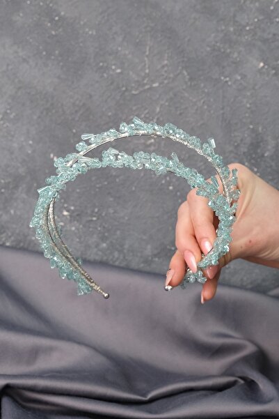 Limelia Νυφικό στέμμα χέννας με χάντρες διπλής σειράς Water Green Talya
