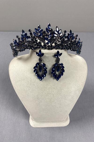 Limelia Set de coroană și cercei cu henna de mireasă bleumarin - Belur