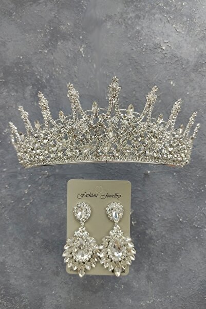 Limelia إكسسوارات ليونيس: تاج العروس وأقراط مرصعة بالأحجار الكريمة