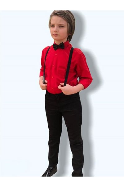 Mnk Strappy Boy's Shirt Suit Red