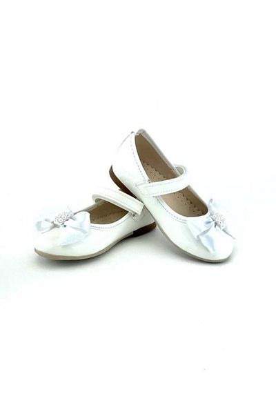 Mnk Patent Leather Satin Ribbon Evening Dress Ballerina Shoes Ecru
