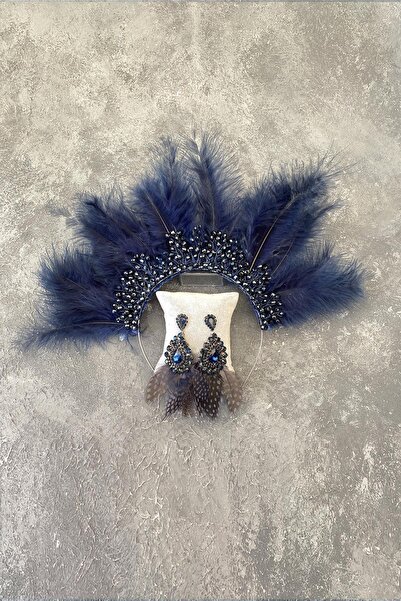 Limelia Νυφικό στέμμα και σκουλαρίκια με κρυστάλλινες χάντρες με φτερά μαγιά ...