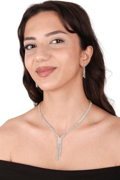 Limelia Set de cercei și colier de rochie de seară cu piatră de cristal Giba ...