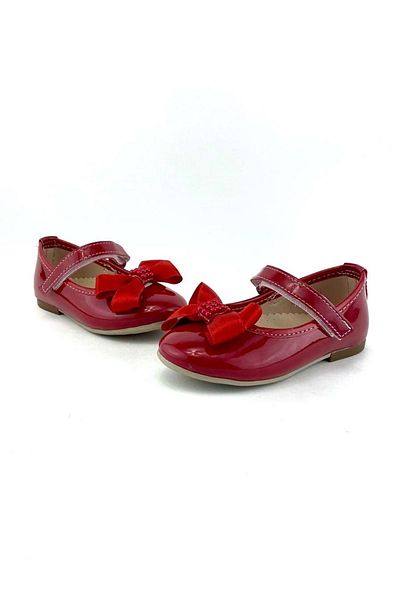 Mnk Patent Leather Satin Ribbon Evening Dress Ballet Shoes Red