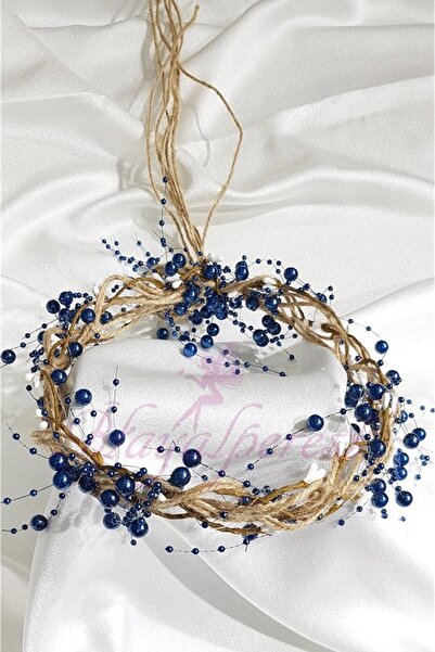 LÜX Tasarım μπλε κοβαλτίου Μπλε Πέρλα Ψάθινο στέμμα