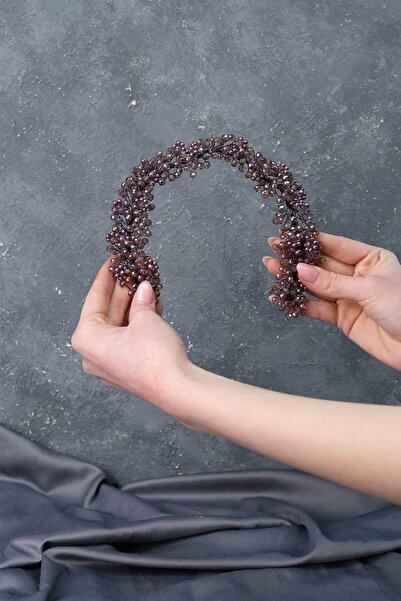 Limelia Лилава диадема с мъниста Duru за булката и аксесоар за коса и тюрбан