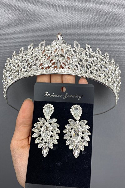 Limelia Σετ κορώνα και σκουλαρίκια με χινάρια Mia Gelin