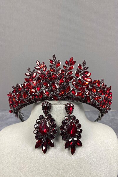 Limelia Set de cercei cu coroană și picătură de henna pentru mireasă Ezel 3D ...