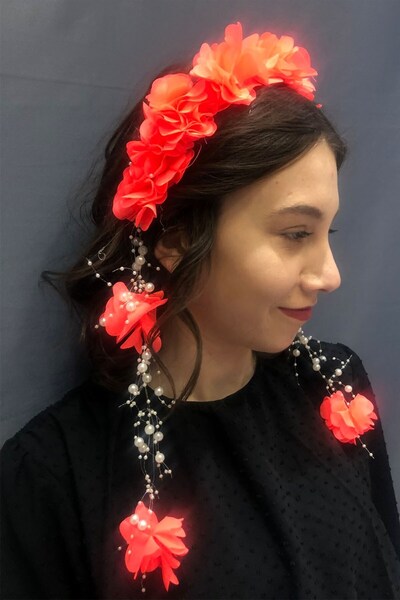 Limelia Coroană cu flori cu laser portocaliu