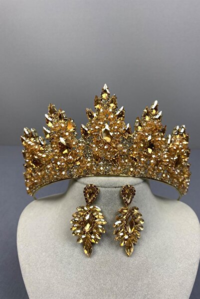 Limelia Lotus de culoare miere - Set de cercei de mireasa si navetă cu detali...