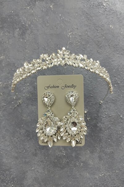Limelia Hayal Model Model Coroana Miresei și Cercei cu Piatră Drop Shuttle