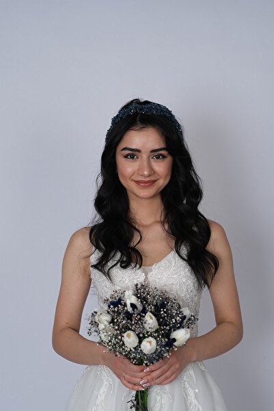 Limelia Accesoriu pentru păr și turban pentru mireasă cu flori de Nida violet