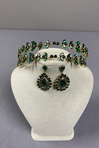 Limelia Coroană de henna Alfa Mireasa cu fundal auriu și cercei cu picătură