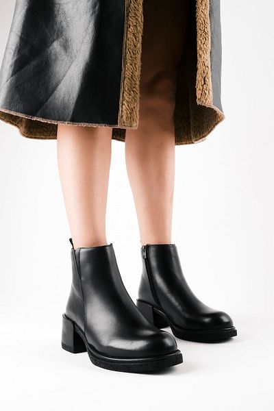 Lal Shoes & Bags Cizme de damă cu toc cu fermoar elastic din piele naturală - Begsan negru