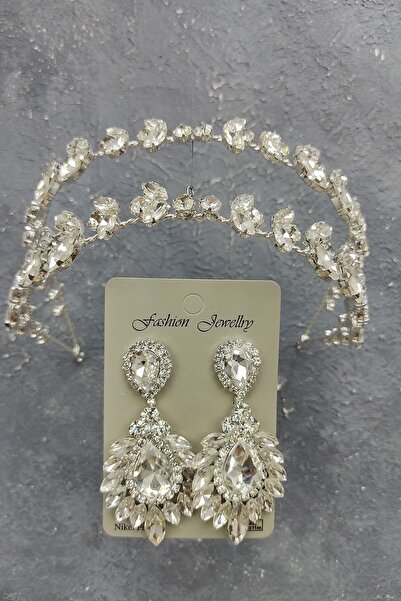 Limelia Coroana de mireasa model Alfa si cercei cu piatra Drop Shuttle