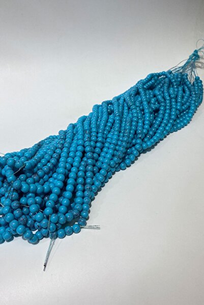 FdayAksesuar Ματ Τυρκουάζ Με σχέδιο Γυάλινες Χάντρες Σειράς 8 χιλ. – Χάντρες