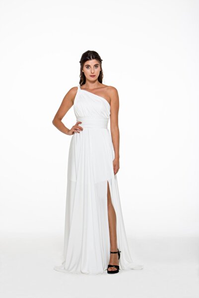 MAXXE 4923ST Helen Tek Omuz Saten Elbise