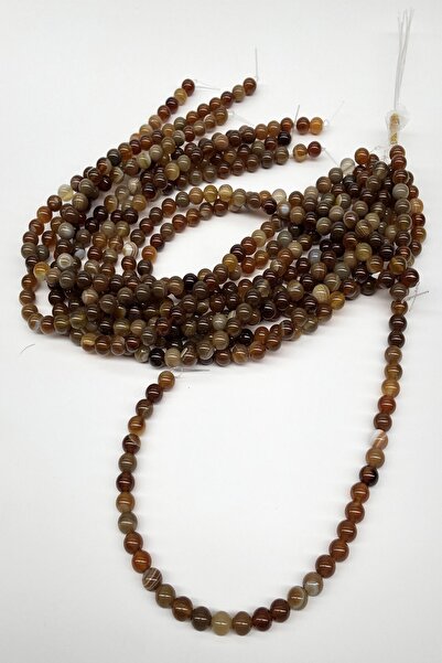 Limelia Χάντρες από φυσική πέτρα καφέ αχάτη 8 χιλιοστά