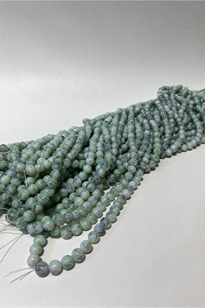 Limelia Отворена зелена низка от стъклени мъниста с шарки 8 мм