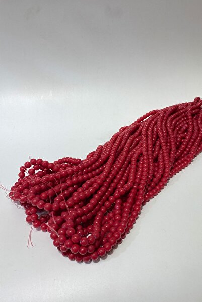 Limelia Червена низка от стъклени мъниста с шарки 8 мм