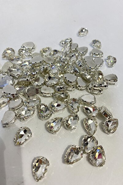 Limelia Metal Kasalı Damla Beyoğlu Taşı Dikme boncuk 5 Adet