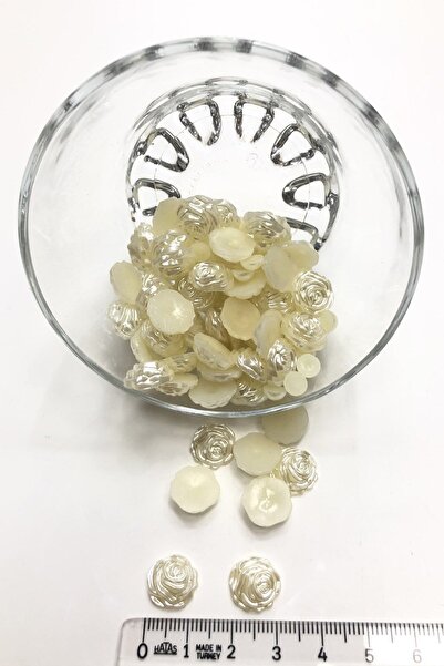 Limelia Model de trandafir cremă, mărgele de jumătate de perlă din plastic