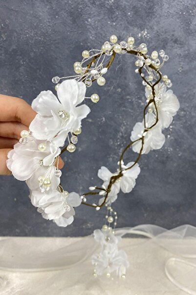 Limelia Αξεσουάρ μαλλιών με πέρλες και στέμμα νύφης με ανοιξιάτικα κλαδιά