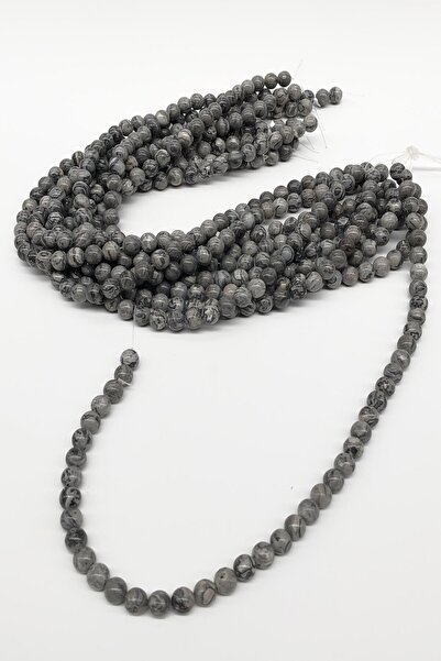 Limelia Mărgele din piatră naturală cu model gri Jasper 8 mm