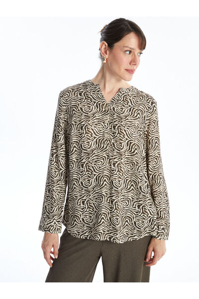 LC Waikiki Loose Collar Patterned Long Sleeve Women's Blouse