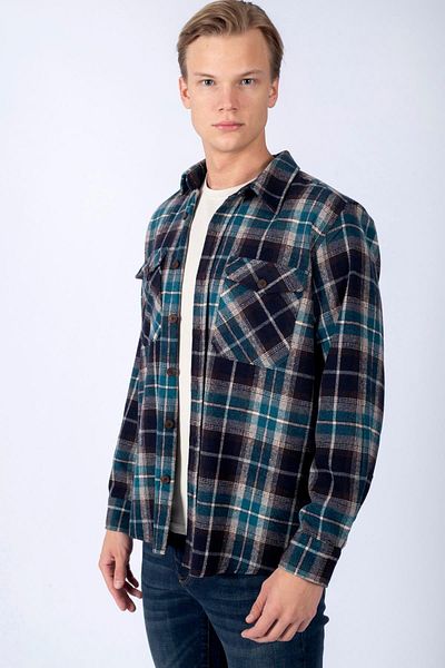 Lee Cooper Ανδρικό πουκάμισο με υφαντό μπλουζάκι U.S. Board σε στυλ καφέ-βενζίνης