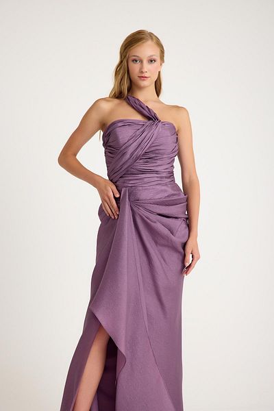 MAXXE 5831ORG One Shoulder Organza Evening Dress
