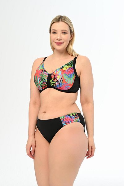 AQUAVİVA Aquaviva Large Size Black Green Bikini Set - Apollonia Pattern and Gathering