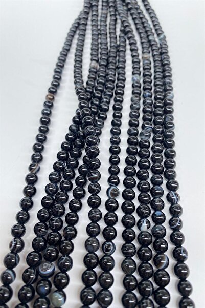 Limelia 6 mm Agat din piatră naturală neagră